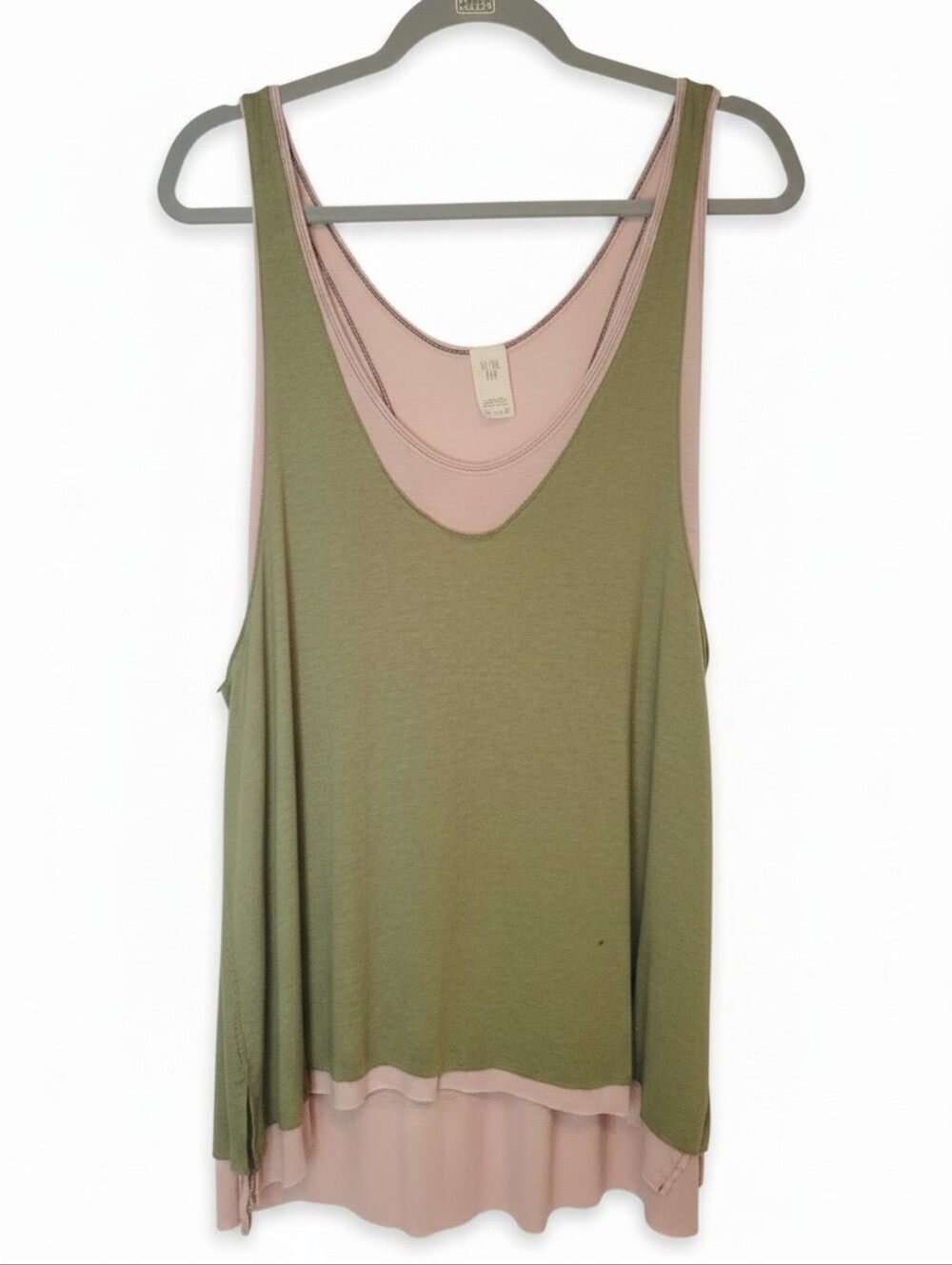 Free People We The Free Layered Scoop Tank in Pink and Brown